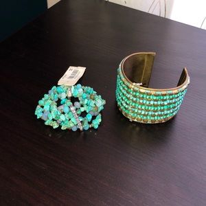 Turquoise stretch Bracelet and Wrist Cuff